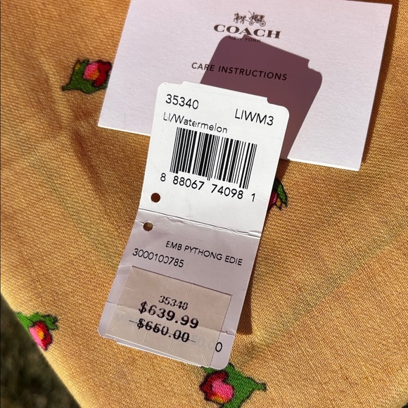 Coach Edie Python Handbag EUC, Color Watermelon - Picture 9 of 12